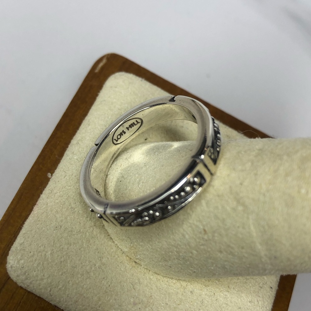 LOIS HILL Sterling Silver Narrow Band Ring w Granulated Scroll Design Sz 7-3/4 - Picture 10 of 17
